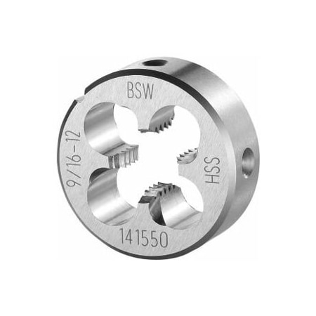 Garant 9/16in-12  HSS Round Die, for Whitworth Threads to BSW Standards, Closed/Pre-Slit Form 141550 W9/16